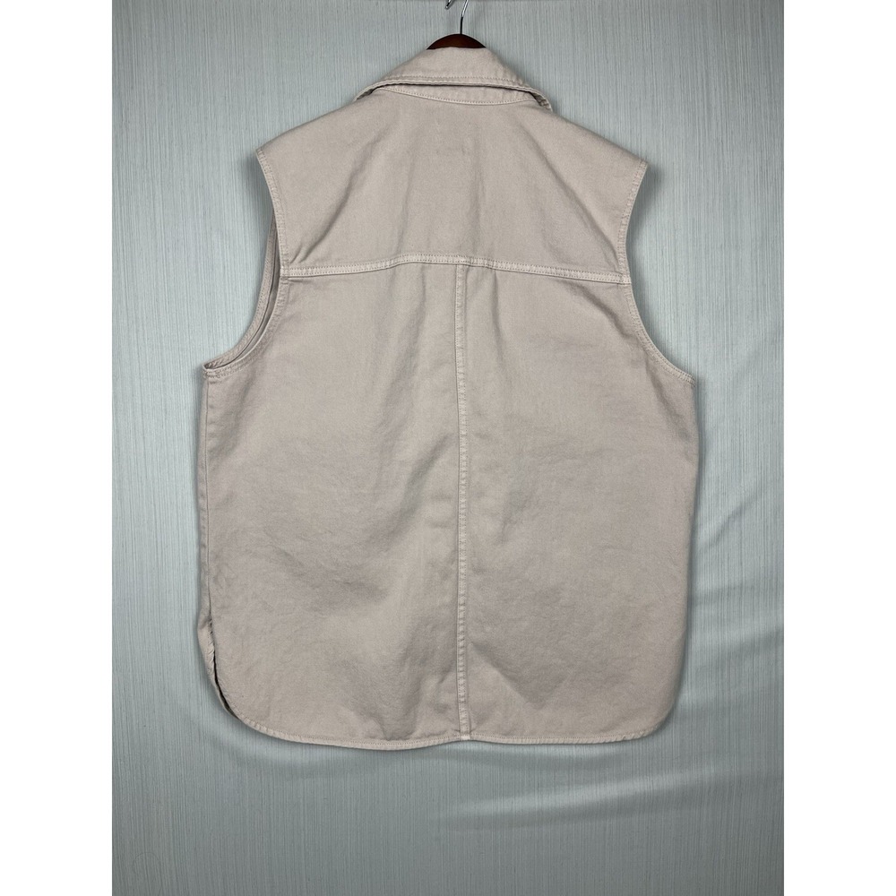 H&M Vest Women L Mauve Cotton Utility Button Front Sleeveless Jacket Gorpcore - Picture 3 of 7